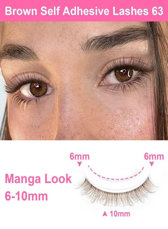 EMEDA Brown Self Adhesive Glueless Lashes - False Eyelashes Waterproof Natural Pre-glued Easy Eyelashes for Beginners Fake Lashes Press on Lashes Strips by EMEDA(Brown 863) - Image 4